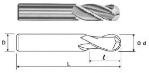 Фреза Концевая радиусная d12х30х76 ц/х ВК8 Z=2 R-6,0 "CNIC"