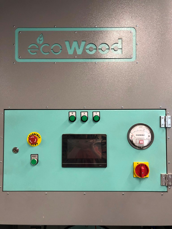EcoWood FICUS  Пульт управления  Пульт управления состоит из сенсорной панели управления, датчика перепада давления, кнопок вкл/выкл и аварийной остановки фильтра, индикаторов работы Панель управления дает возможно менять режим работы вентилятора,...